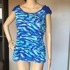 Blue cap sleeves ruffle tank top size XL